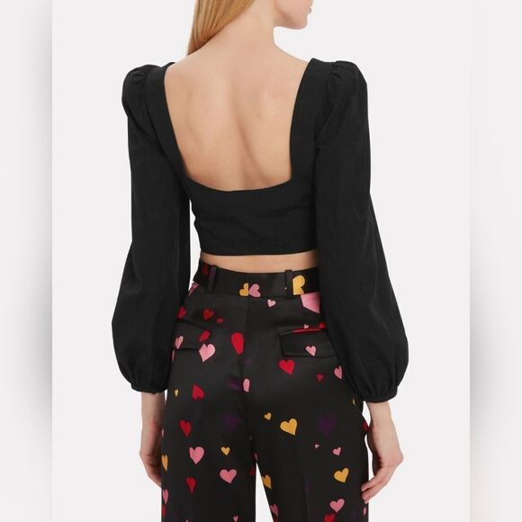 Racil Moire Balloon Sleeve crop top size 10 BNWT - Picture 3 of 9